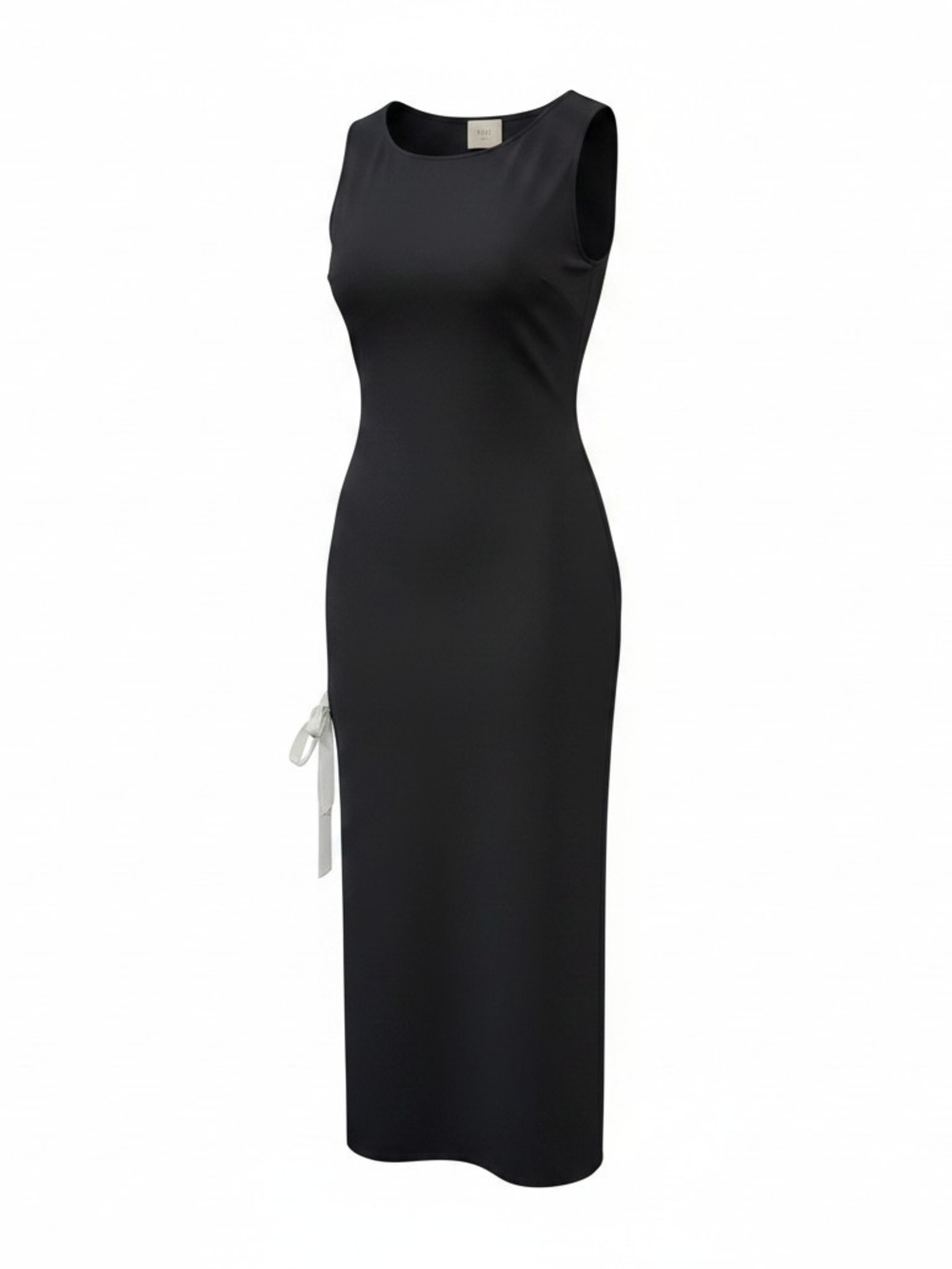 Sleeveless Black Maxi Dress with Side Tie Detail